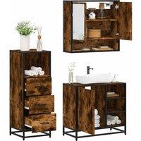Berkfield Home 3 Piece Bathroom Furniture Set Smoked Oak Engineered Wood in Brown