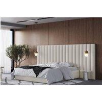 Stratus Interiors Expansa Extra Wide Hotel Style Bed Frame - Gas Lift Ottoman Storage in Cream | Size: Double