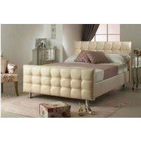 Stratus Interiors Malta Cubed Upholstered Plush Velvet - Gas Lift Ottoman Storage Type in Cream | Size: Small Double