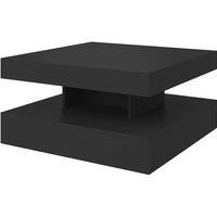 KEEPREAPER Modern Black Square Coffee Table with Storage & LED Light