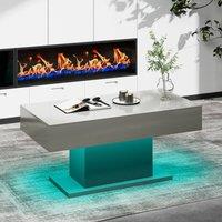KEEPREAPER Modern Coffee Table High Glossy With 16 Colours LED Lights in Grey