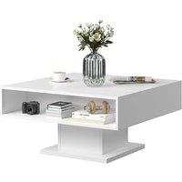 KEEPREAPER Modern Lift Top Coffee Table With Large Hidden Storage in White