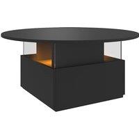 KEEPREAPER Modern Round Coffee Table With Storage & LED in Black