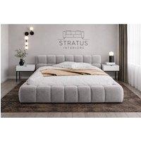 Stratus Interiors Cubed Mini Ambassador Gas Lift Storage Ottoman Bed Light Grey Plush | Size: Double