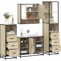 Berkfield Home 4 Piece Bathroom Furniture Set Sonoma Oak Engineered Wood