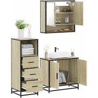 Berkfield Home 3 Piece Bathroom Furniture Set Sonoma Oak Engineered Wood in Brown