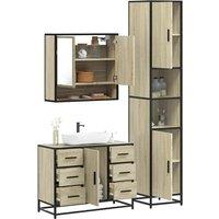 Berkfield Home 3 Piece Bathroom Furniture Set Sonoma Oak Engineered Wood in Brown