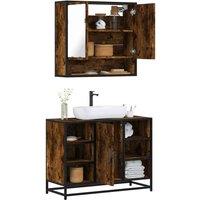 Berkfield Home 2 Piece Bathroom Furniture Set Smoked Oak Engineered Wood in Brown