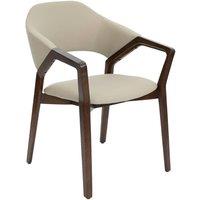 Angel Cerda Mink Leatherette Dining Chair with Walnut-Coloured in Beige