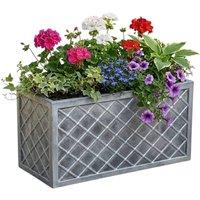 Nordara 2 Large Grey Planter Lattice Style Plastic Plant Pot 70cm | Size: 2.5kg