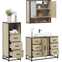Berkfield Home 3 Piece Bathroom Furniture Set Sonoma Oak Engineered Wood in Brown