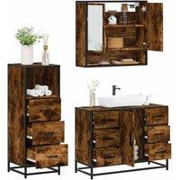Berkfield Home 3 Piece Bathroom Furniture Set Smoked Oak Engineered Wood in Brown