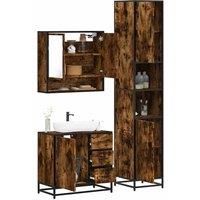 Berkfield Home 3 Piece Bathroom Furniture Set Smoked Oak Engineered Wood in Brown