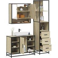 Berkfield Home 3 Piece Bathroom Furniture Set Sonoma Oak Engineered Wood in Brown