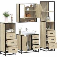 Berkfield Home 4 Piece Bathroom Furniture Set Sonoma Oak Engineered Wood in Brown