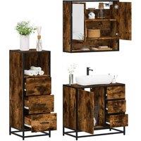 Berkfield Home 3 Piece Bathroom Furniture Set Smoked Oak Engineered Wood in Brown