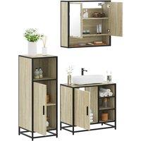 Berkfield Home 3 Piece Bathroom Furniture Set Sonoma Oak Engineered Wood in Brown
