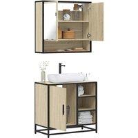 Berkfield Home 2 Piece Bathroom Furniture Set Sonoma Oak Engineered Wood in Brown