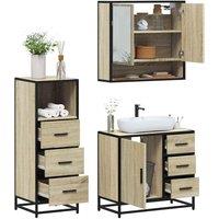 Berkfield Home 3 Piece Bathroom Furniture Set Sonoma Oak Engineered Wood in Brown