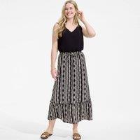 Lands' End Women's Petite Ready To Go Tiered Skirt in True Black | Size: 10