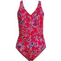 Lands' End Women's Wrap Front Slender Swimsuit in Red | Size: 16