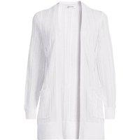 Lands' End Women's Long Linen Blend Pointelle Cardigan in White | Size: 14-16