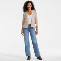 Lands' End Women's Pointelle Cardigan With Linen in Beige | Size: 14-16