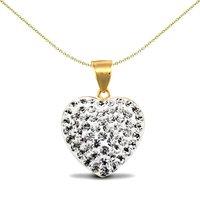 Jewelco London Women's 9ct Gold Crystal Love Heart Charm Pendant