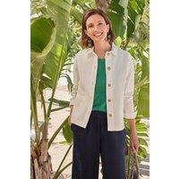 WoolOvers Women's Stitch Pocket Cotton Jacket in Off-White | Size: 16