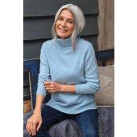 WoolOvers Women's 100% Wool Polo Neck Jumper in Baby Blue | Size: 2XL