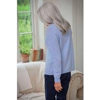 WoolOvers Women's Cashmere & Merino Classic V Neck Cardigan in Baby Blue | Size: Small