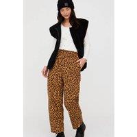 Turtledove London Women's Kate Brown Mini Animal Print Barrel Leg Trousers | Size: Small
