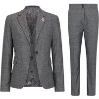 Infinity Leather Women's Three-Piece Tailored Fit Suit in Prince of Wales Check in Grey | Size: 8