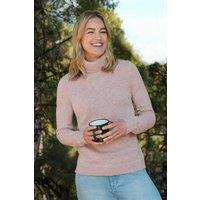 WoolOvers Women's 100% Wool Polo Neck Jumper in Light Pink | Size: Medium