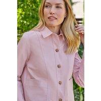 WoolOvers Women's Stitch Pocket Cotton Jacket in Pink | Size: 14