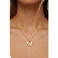 MUCHV Women's Textured Butterfly Necklace With Stones in 18k Gold or Silver