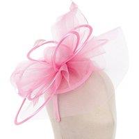 PEACH ACCESSORIES Women's Plain Delicate Mesh Loops & Feather Accents Fascinator in Rose