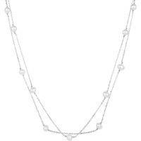 Gold Trip Women's Layered Pearl Satellite Necklace in Silver