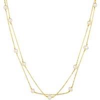 Gold Trip Women's Layered Pearl Satellite Necklace in Gold