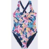 Animal Women's 'Mia' Stylish Cross Back Swimsuit Stretchy Chlorine Resistant Swimwear in Navy | Size: 10