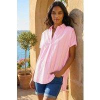 Roman Women's Stripe Pleated Neck Top in Light Pink | Size: 10
