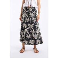Weird Fish Women's Eloriah Printed Jersey Midi Skirt in Black | Size: 16