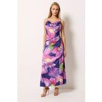 Star by Julien Macdonald Women's Floral Cowl Neckline Maxi Dress in Purple | Size: 12