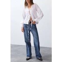 WOVCOR Women's Front Tie Detailed Woven Shirt in White | Size: Small
