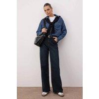 WOVCOR Women's High Waist Wide Leg Jeans in Black | Size: 8