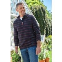 WoolOvers Men's Textured Half Zip Sweatshirt in Navy | Size: Small
