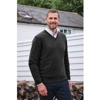 WoolOvers Men's Mens 100% Lambswool V Neck Jumper in Dark Grey | Size: 3XL