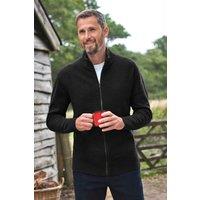 WoolOvers Men's Mens 100% Lambswool Lincoln Zipper Cardigan in Black | Size: 3XL