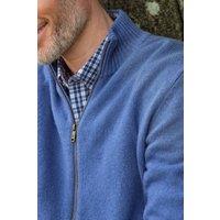 WoolOvers Men's Mens 100% Lambswool Lincoln Zipper Cardigan in Mid Blue | Size: 3XL