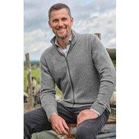 WoolOvers Men's Mens 100% Lambswool Lincoln Zipper Cardigan in Grey | Size: 3XL